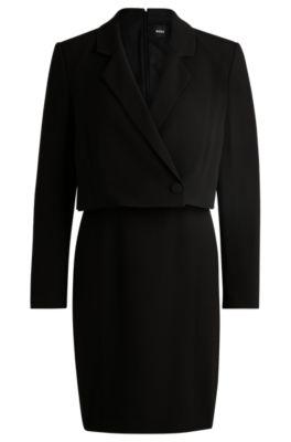 tailored dress in matte fabric- black women's business dresses
