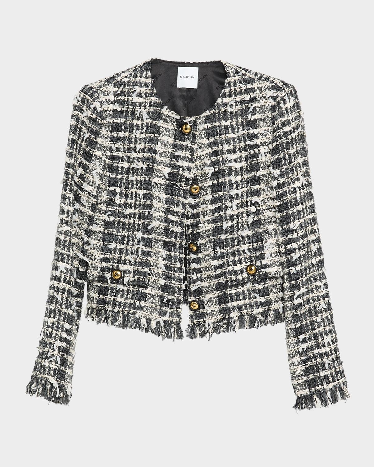 tailored eyelash tweed jacket