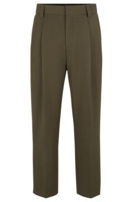 tailored trousers in a stretch-wool blend- khaki men's business pants