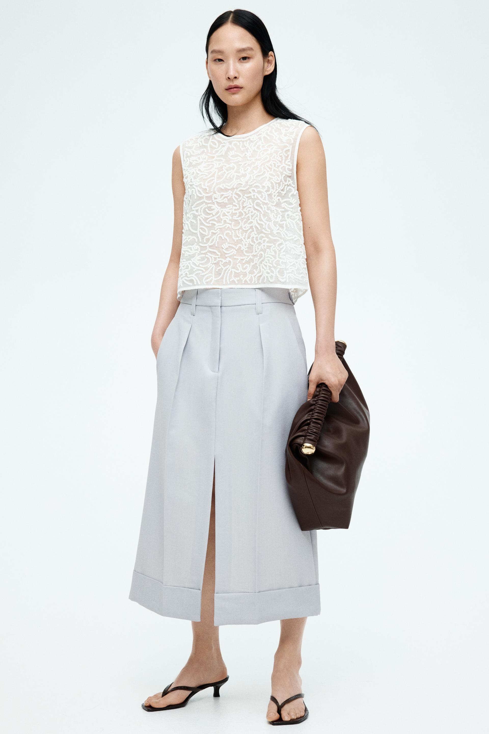 tailored wool-blend skirt