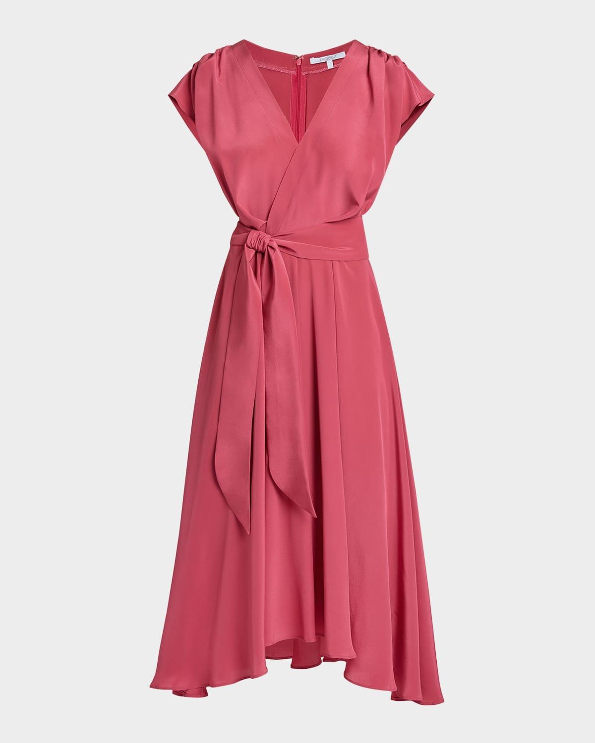 talia faux-wrap silk crepe de chine midi dress