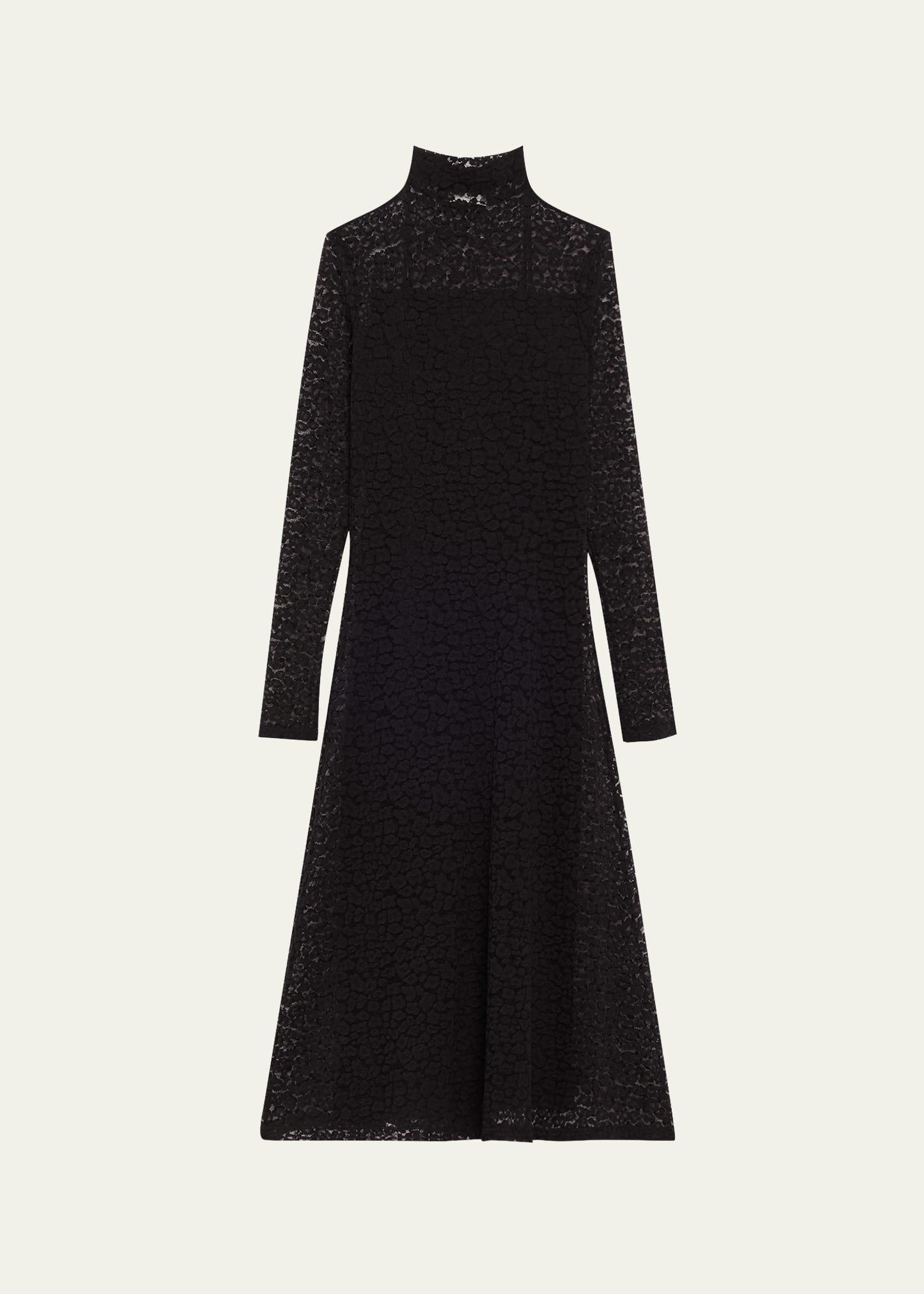talia leopard long-sleeve turtleneck dress