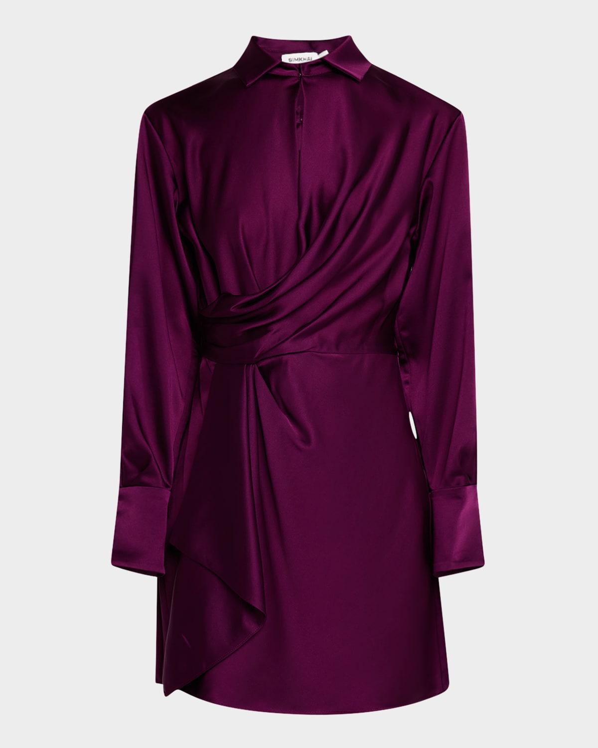 talit draped satin mini dress