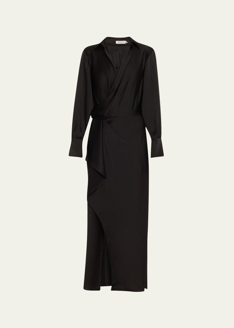 talita drape-front midi dress