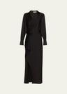 talita drape-front midi dress