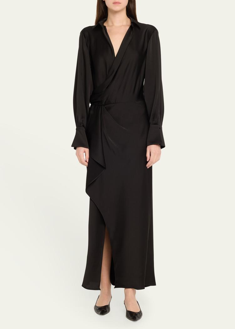 talita drape-front midi dress