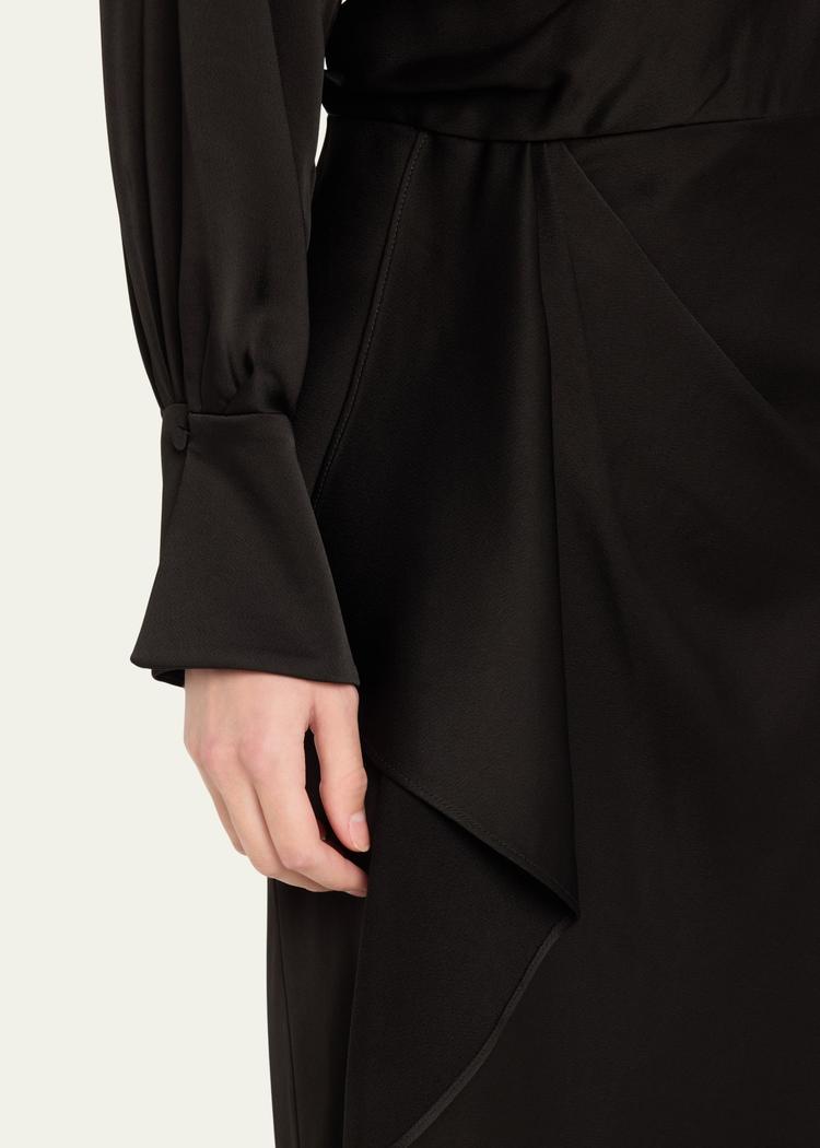 talita drape-front midi dress