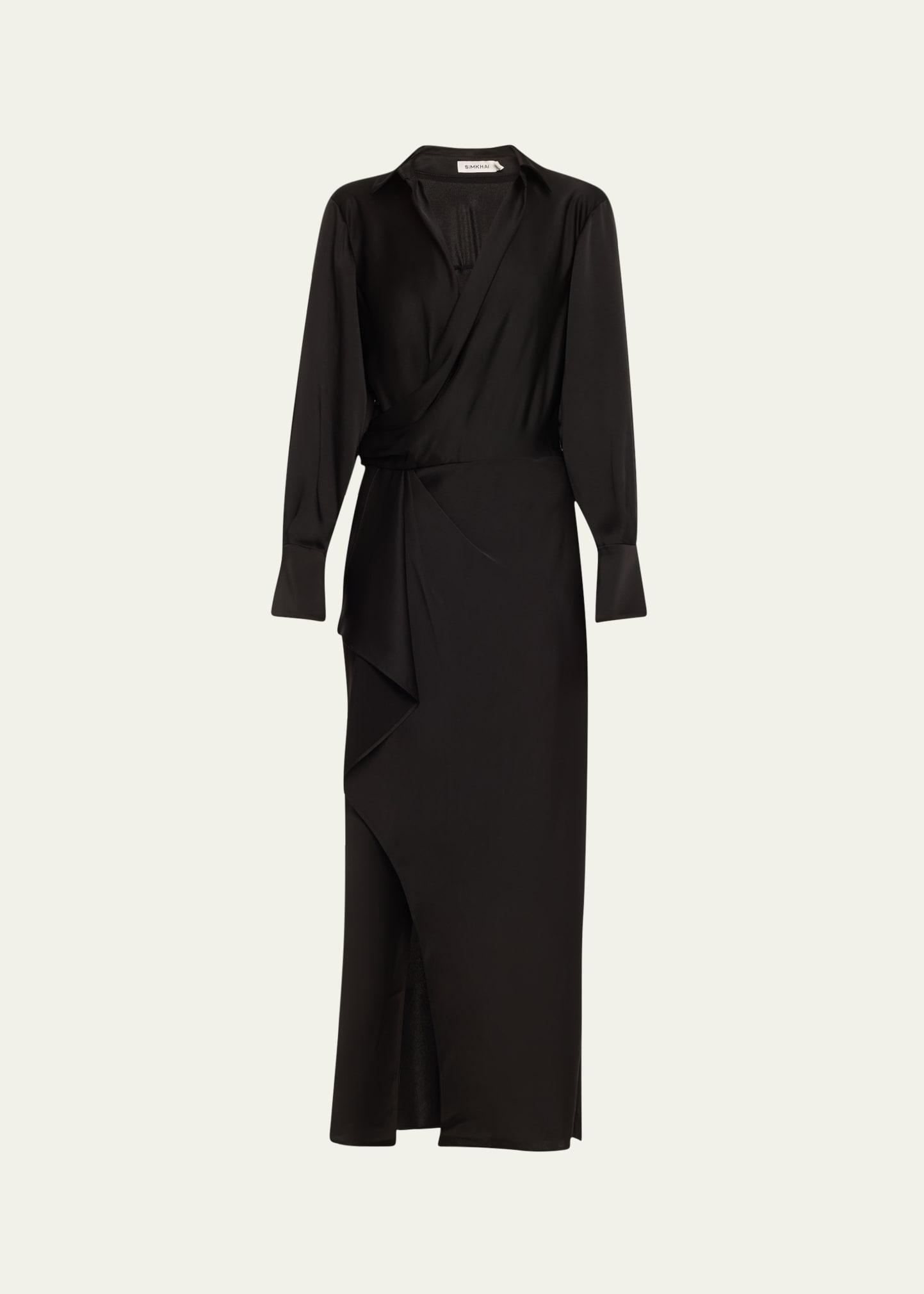 talita drape-front midi dress