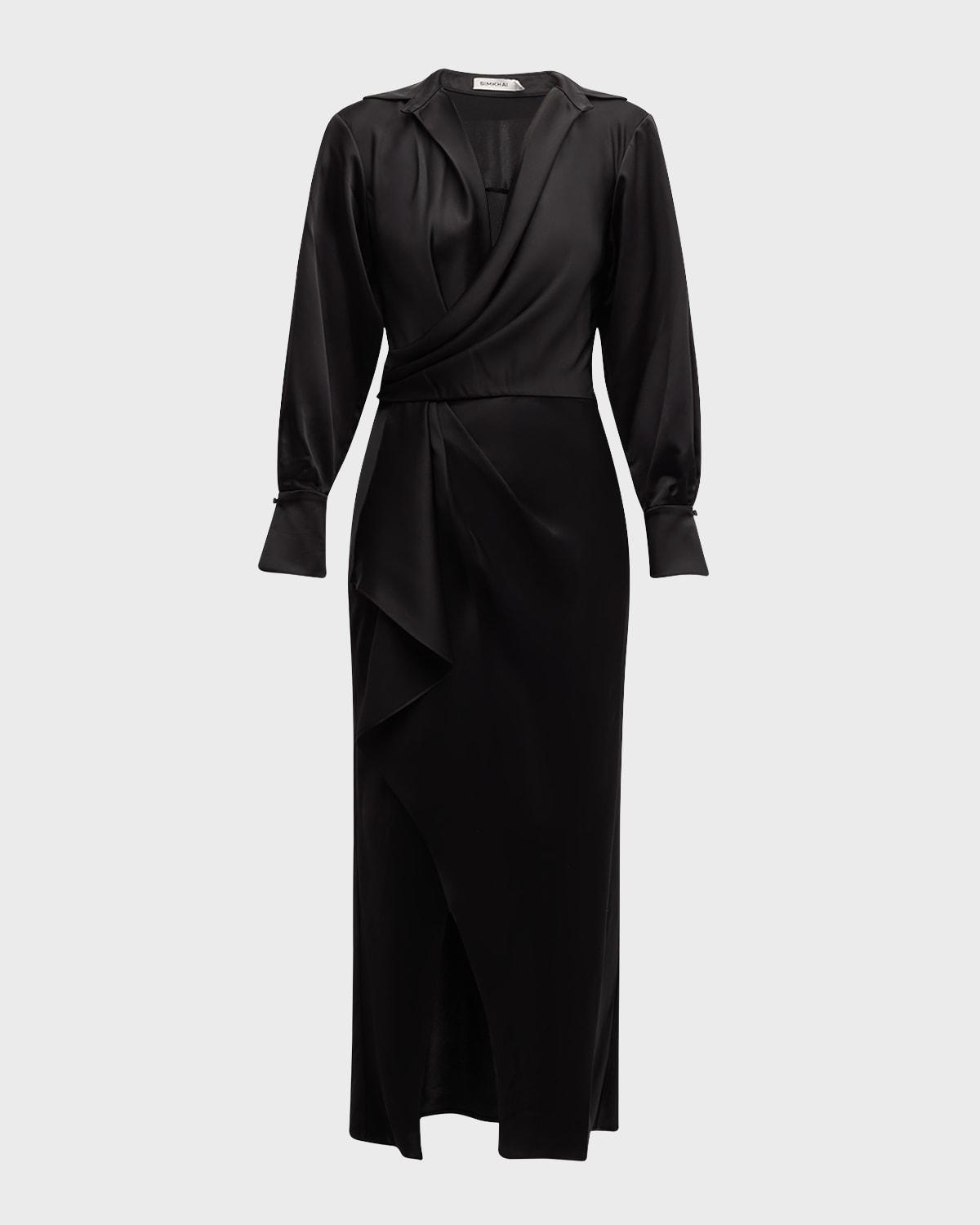 talita drape-front midi dress
