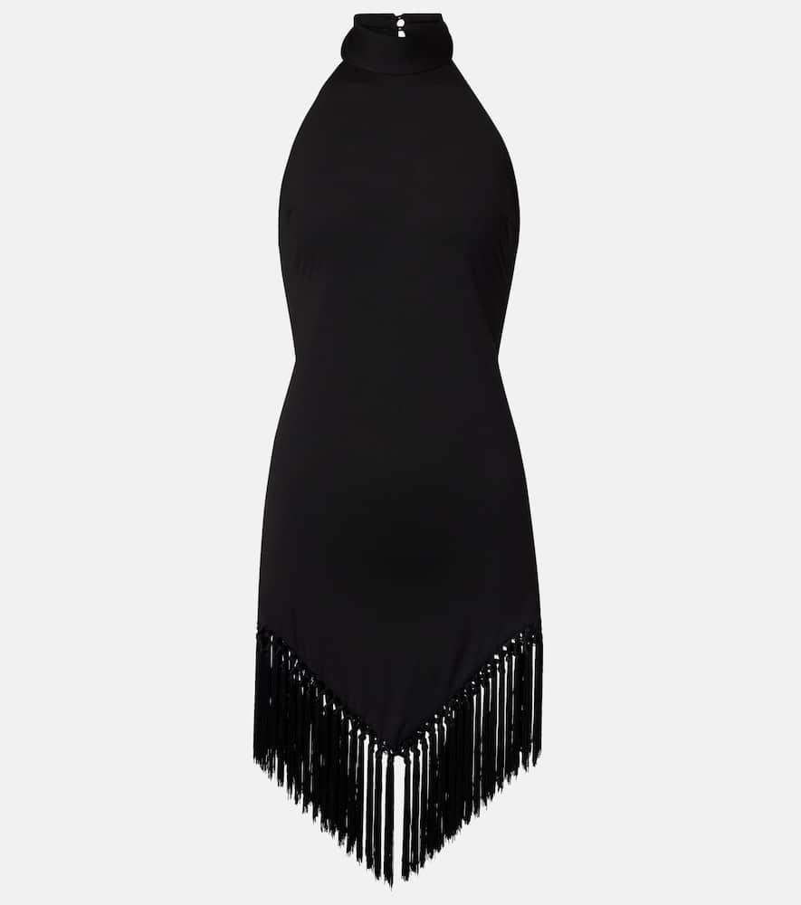 taller marmo ares fringed jersey minidress