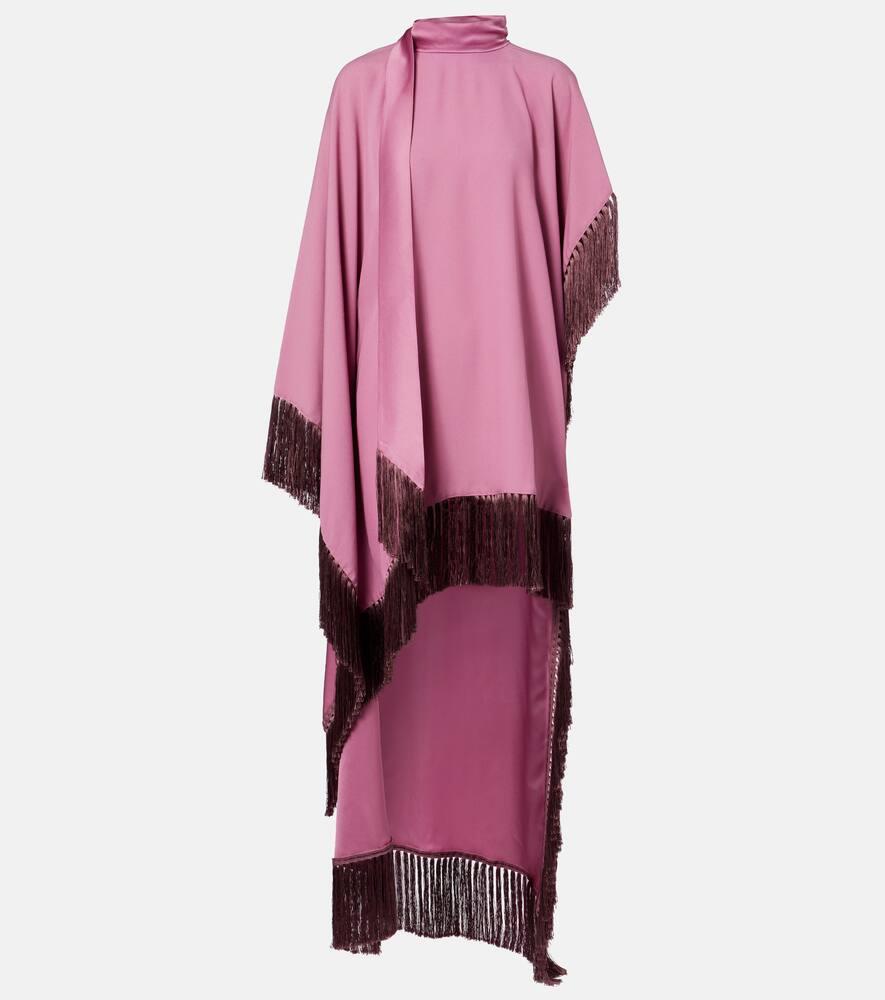 taller marmo asymmetric fringed satin kaftan