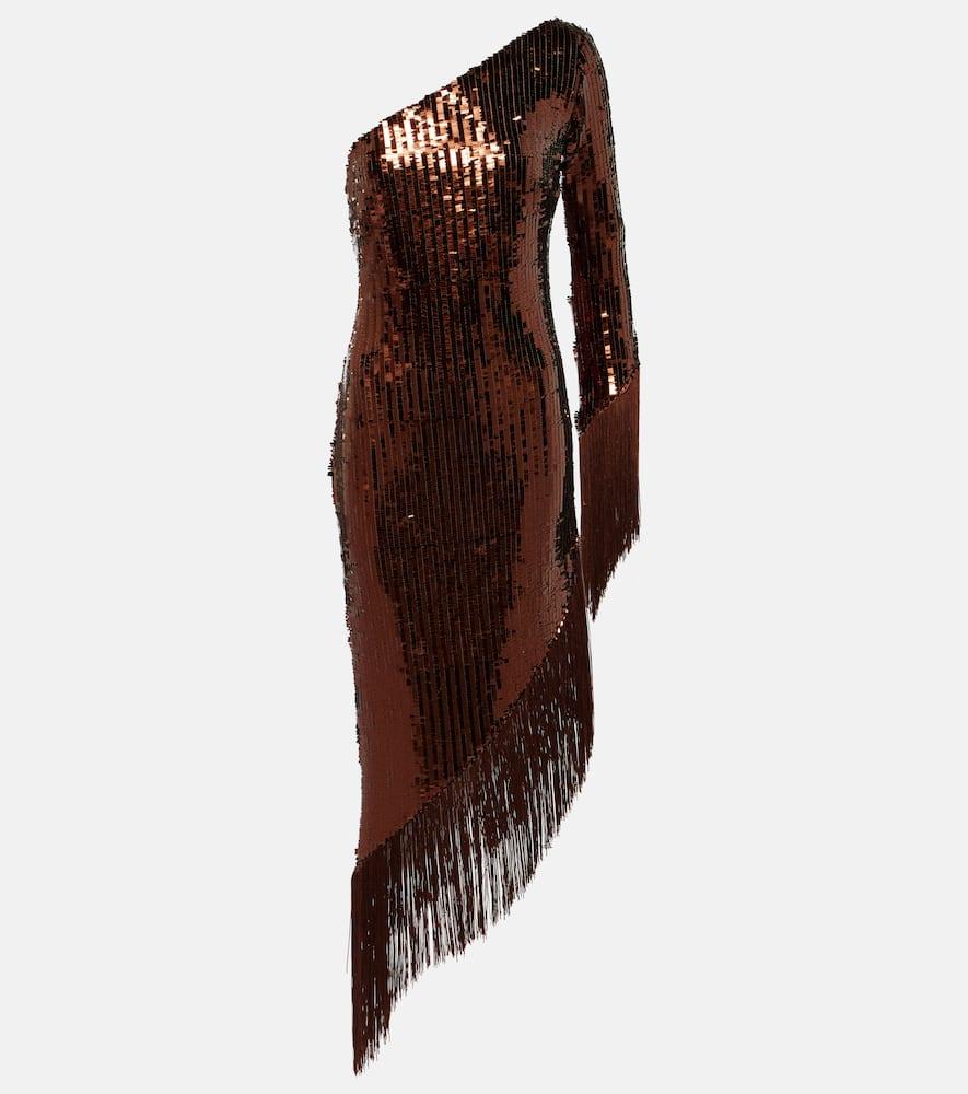 taller marmo aventador disco sequined fringed midi dress