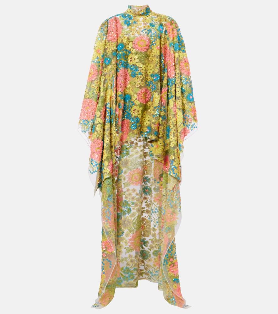 taller marmo graham floral sequined asymmetric kaftan