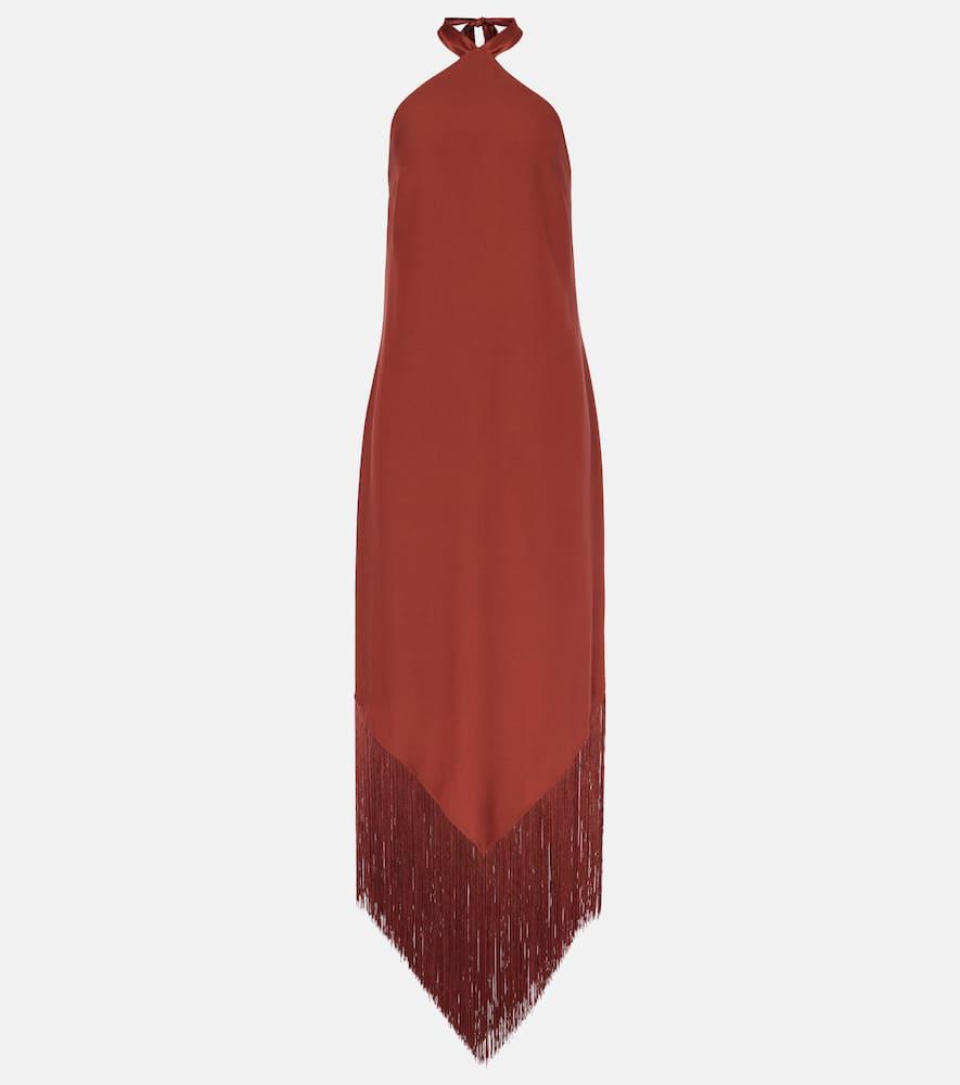 taller marmo nina fringed crêpe cady maxi dress