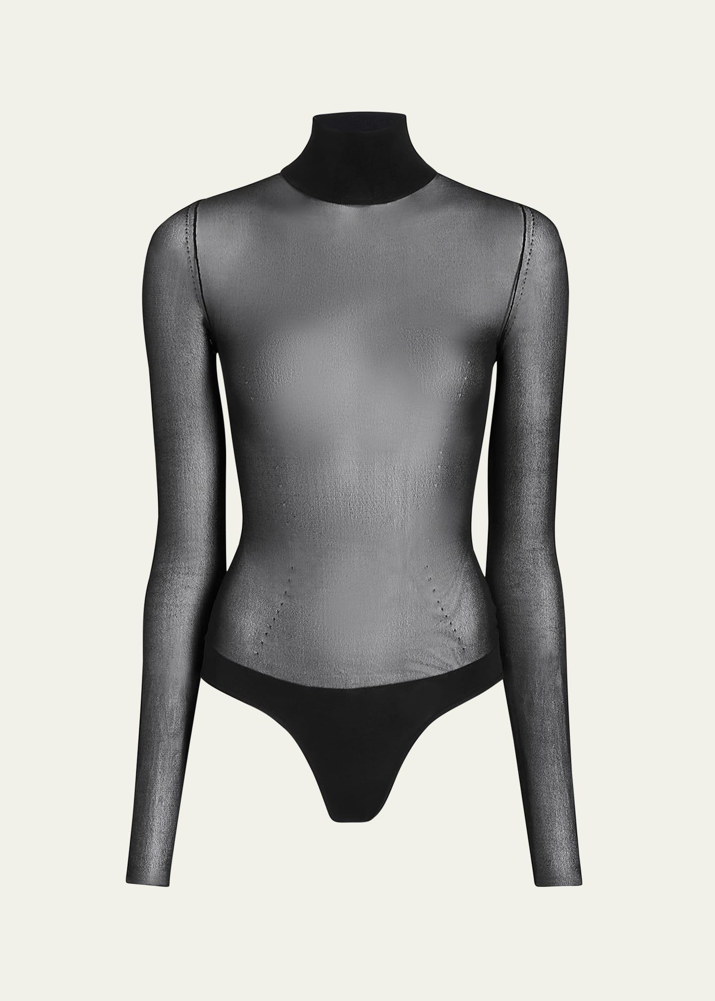 tallin sheer mesh turtleneck bodysuit