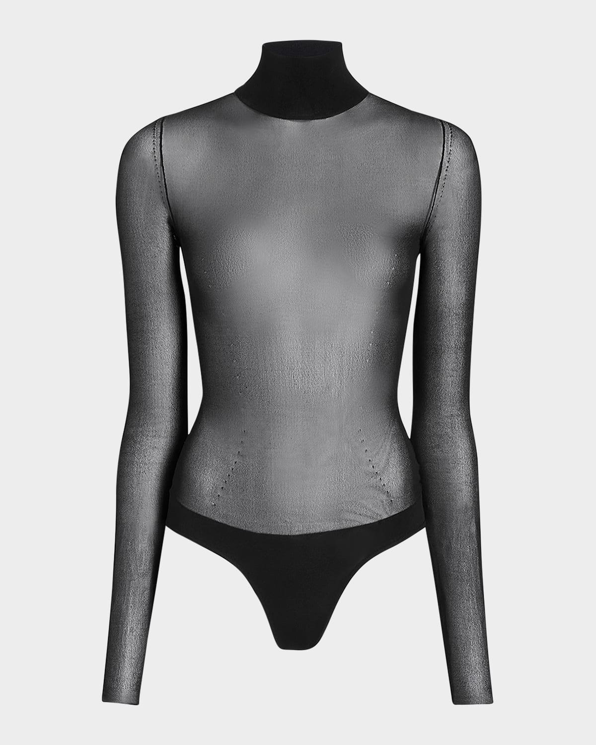 tallin sheer mesh turtleneck bodysuit