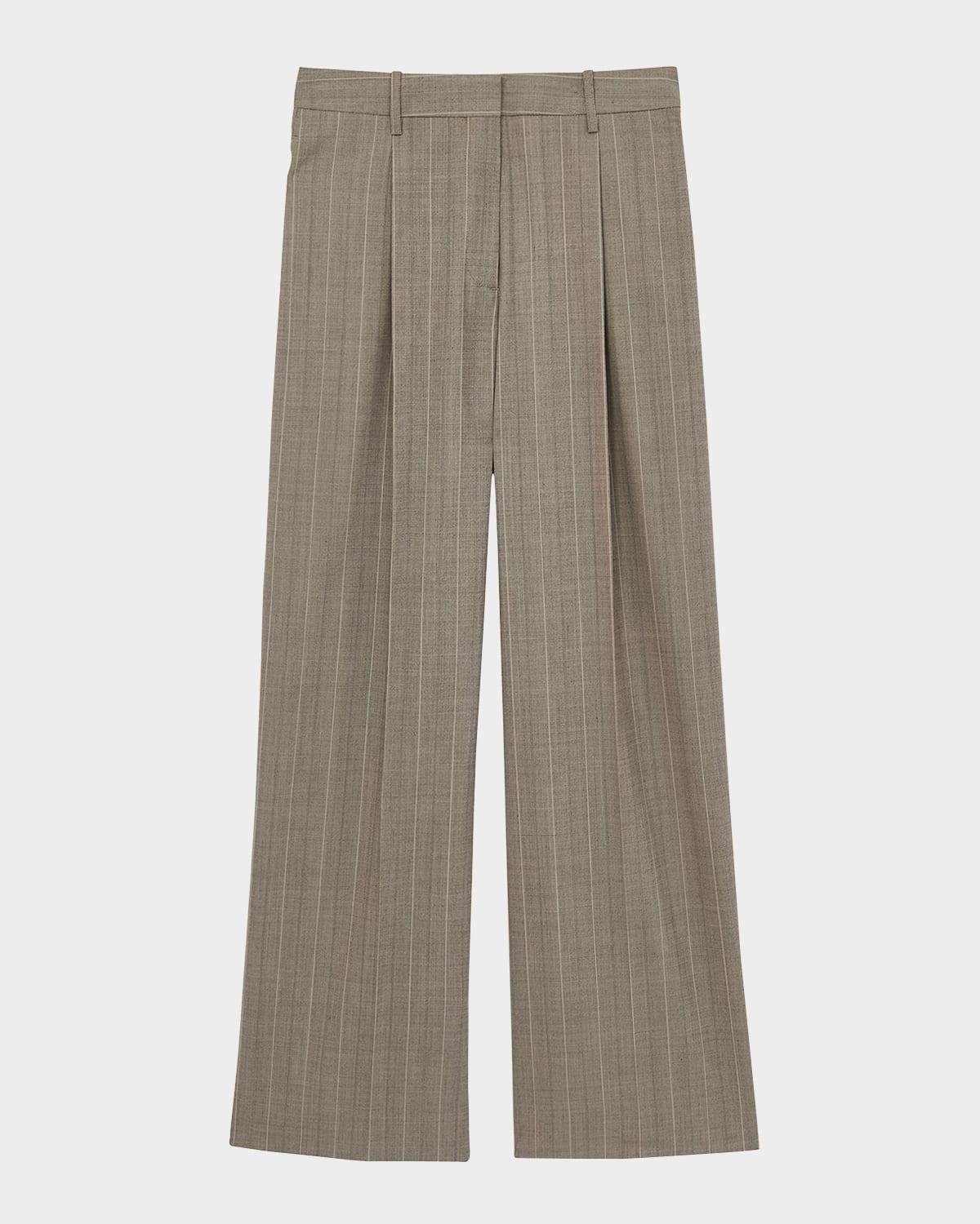 tallulah pleated high-rise pinstripe pants