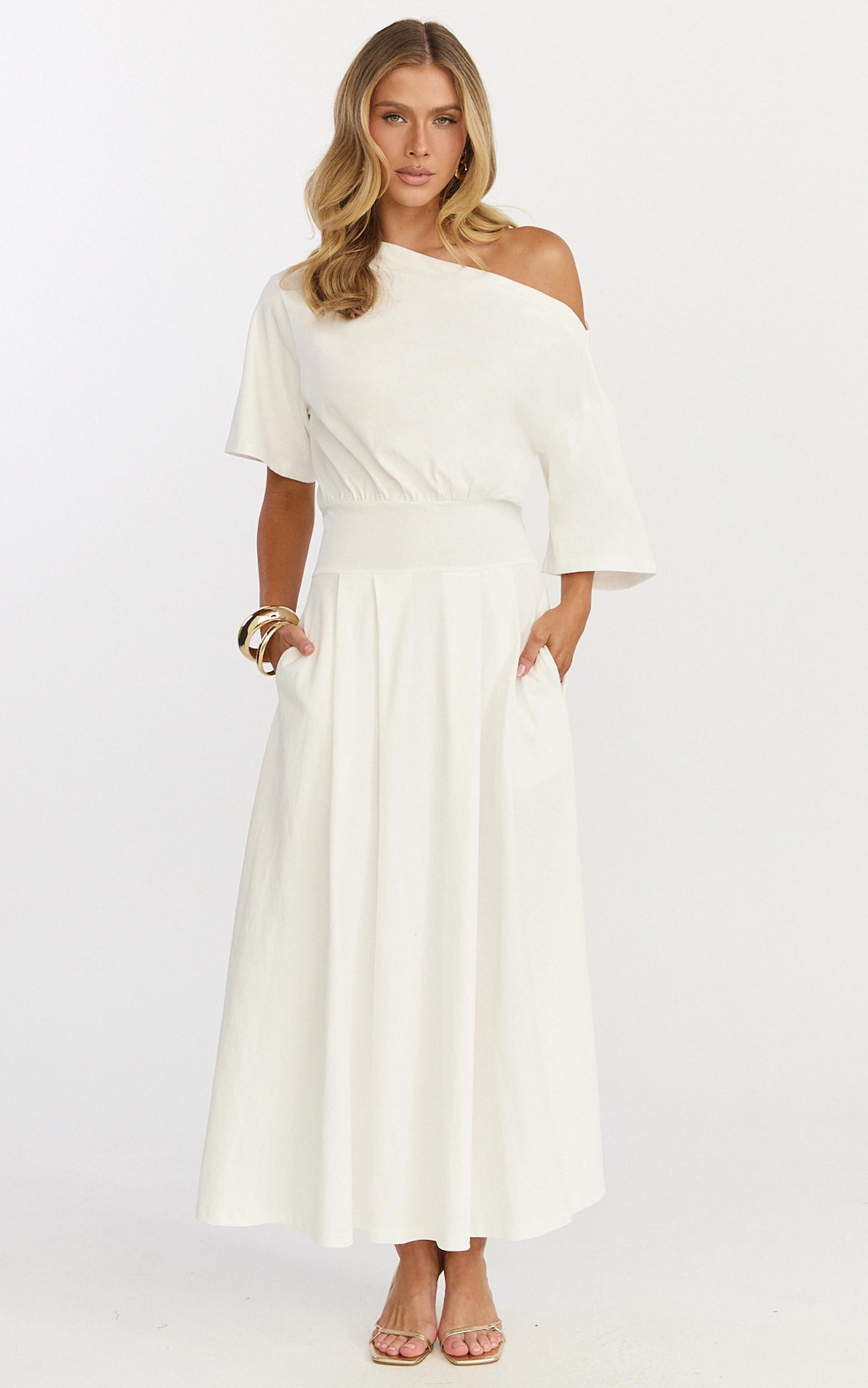 tami midi dress - off shoulder dress in white