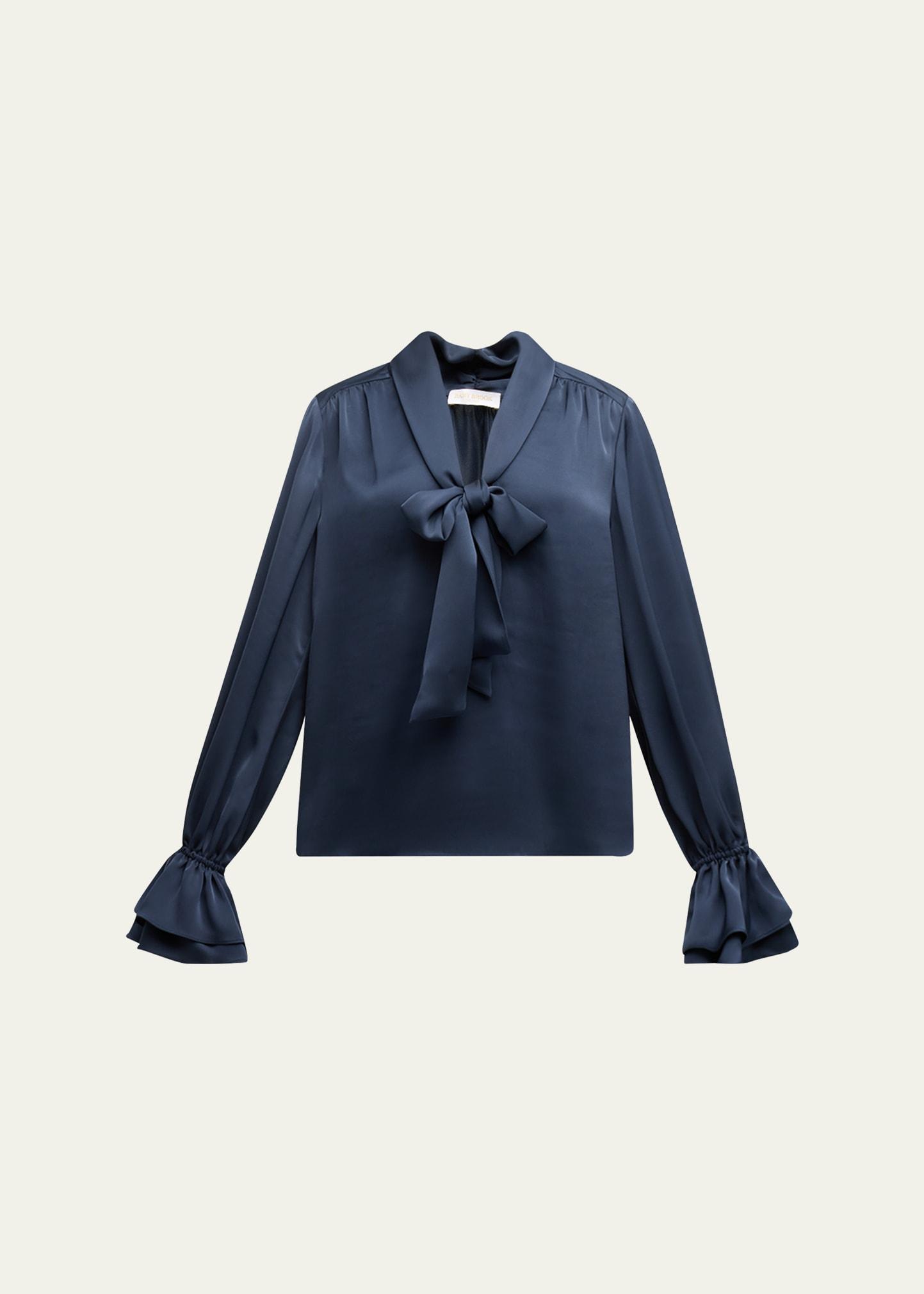 tammy satin tie-neck blouse