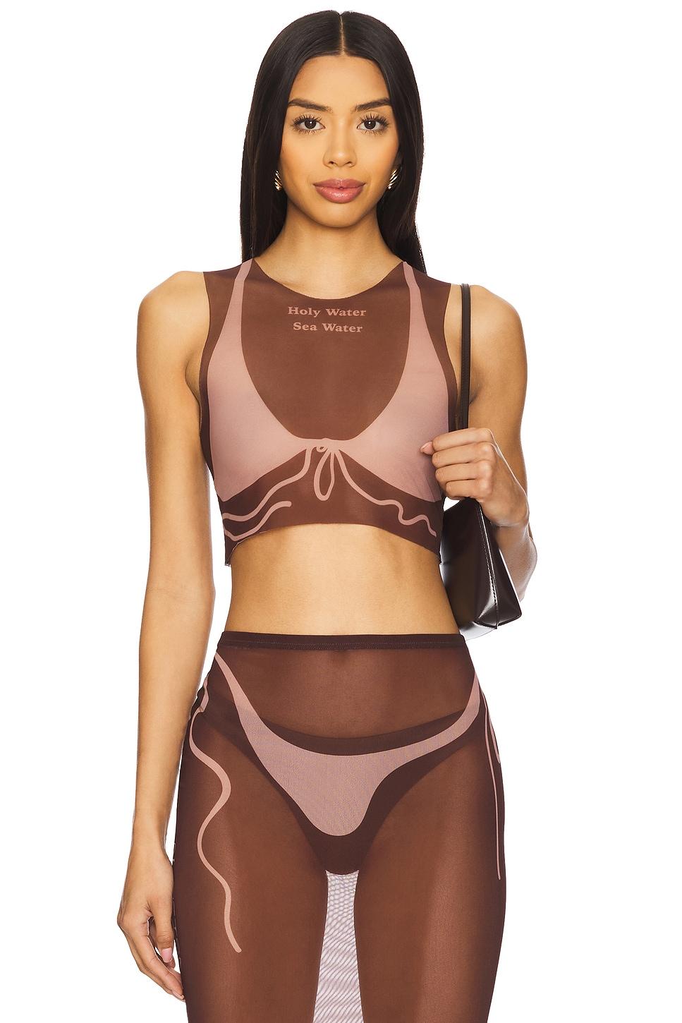 tan lines mesh crop top