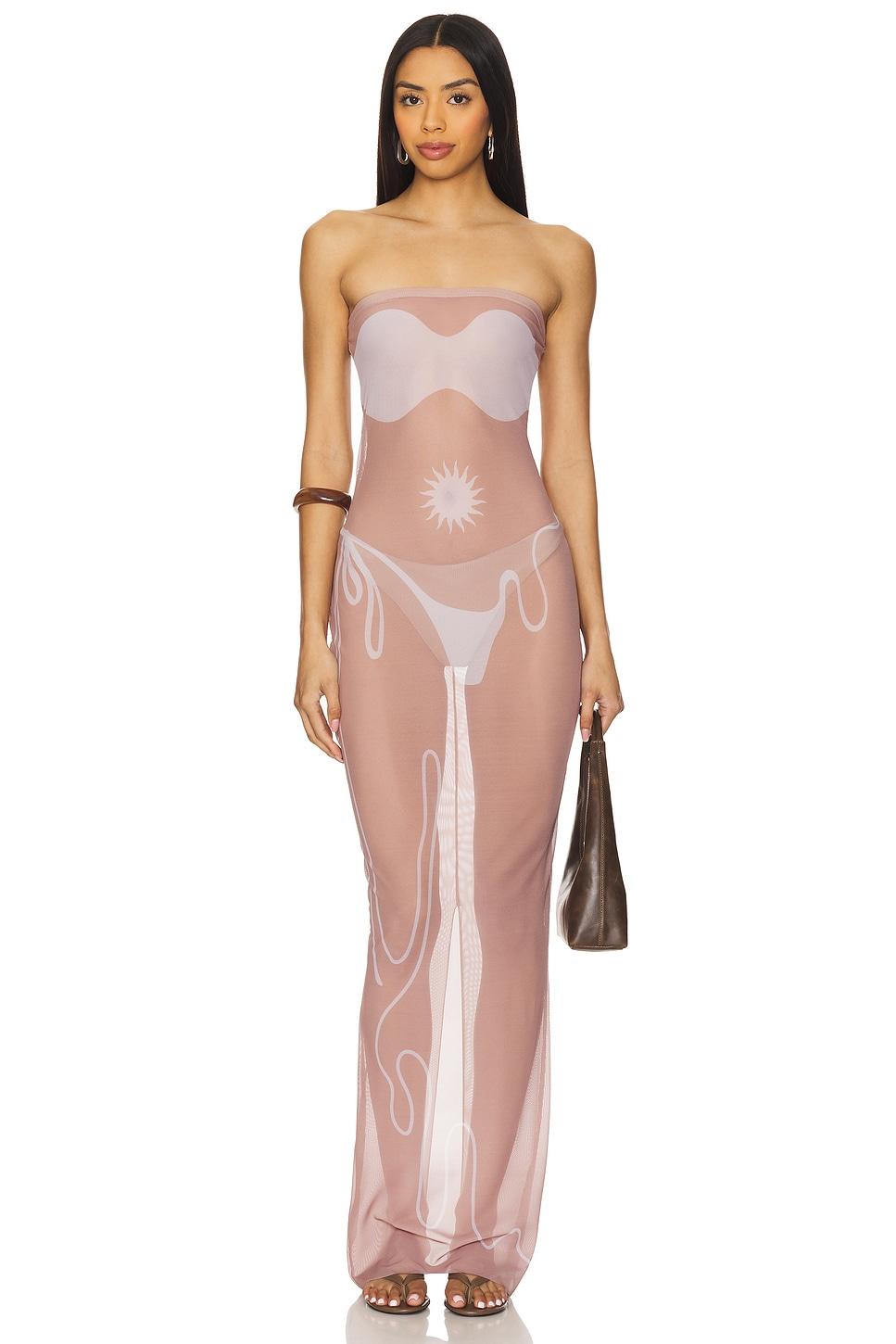 tan lines mesh dress