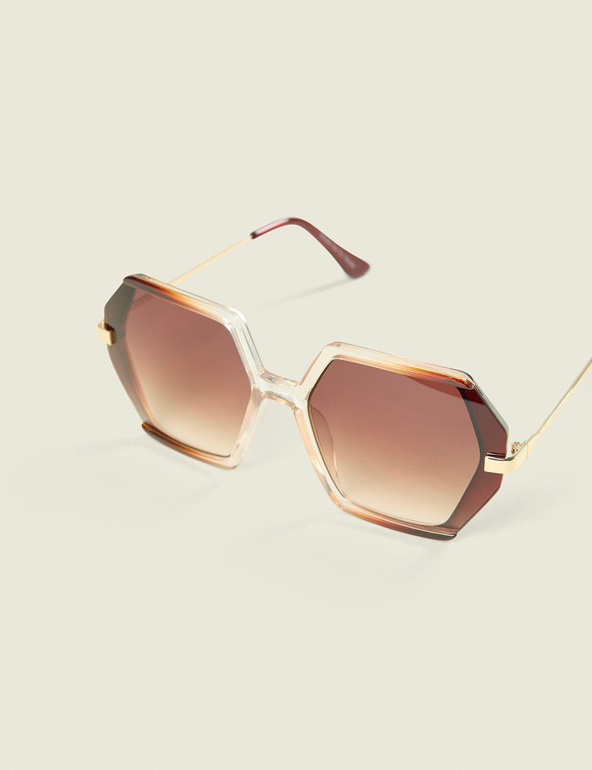 tan ombre hexagonal sunglasses