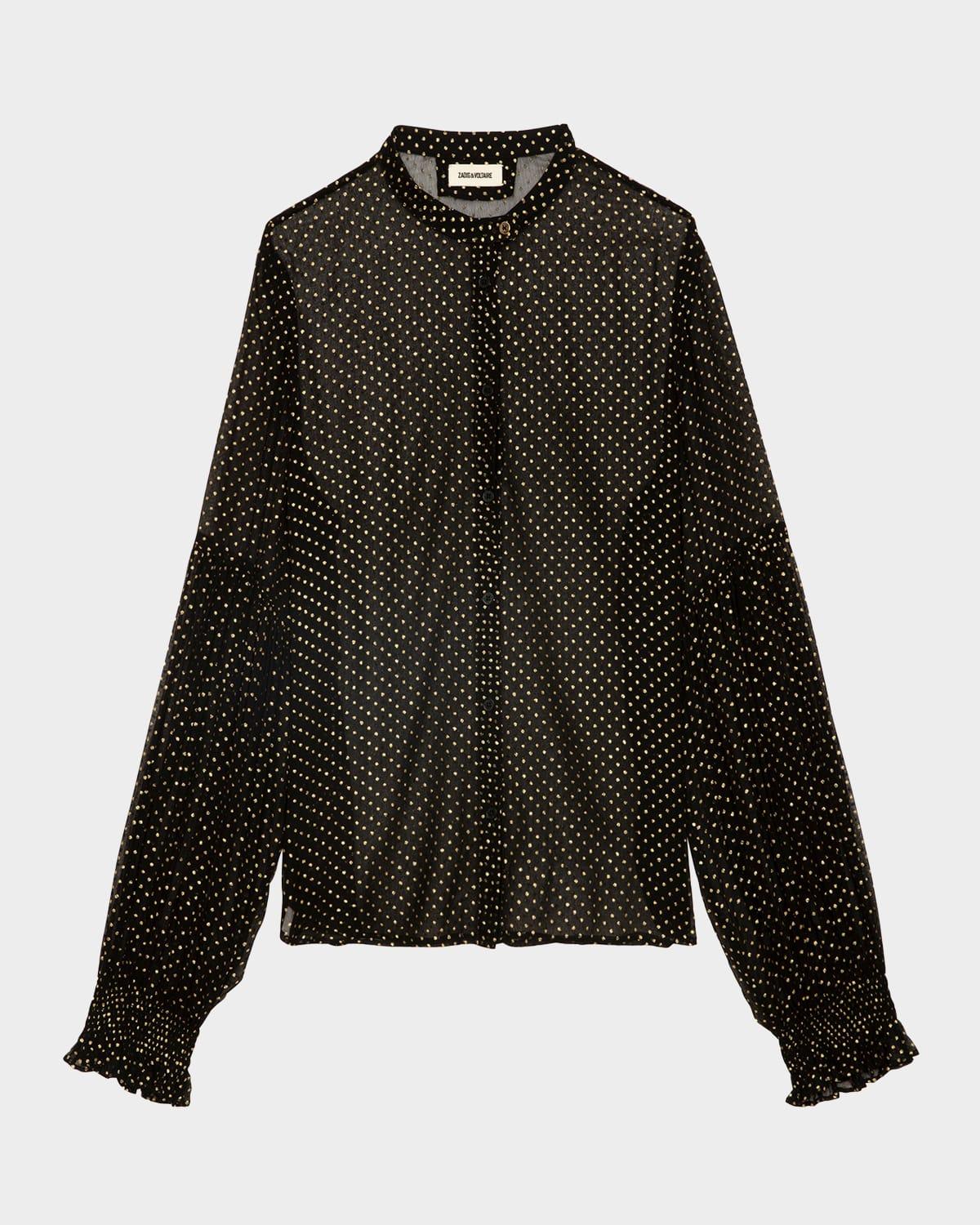 tandy mousseline sparkle sheer blouse