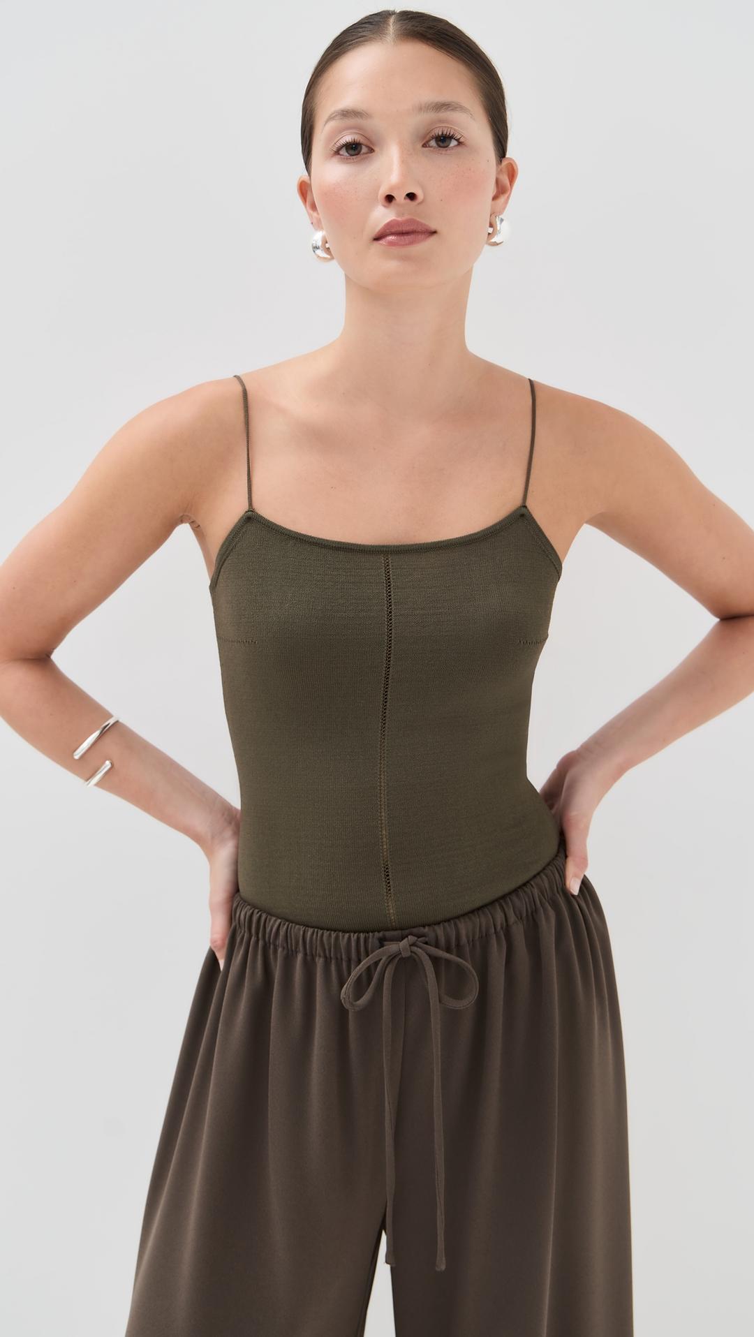 Tank Top With Straps Tank Top With Straps – Fine knit scoop neck, stitched detailing