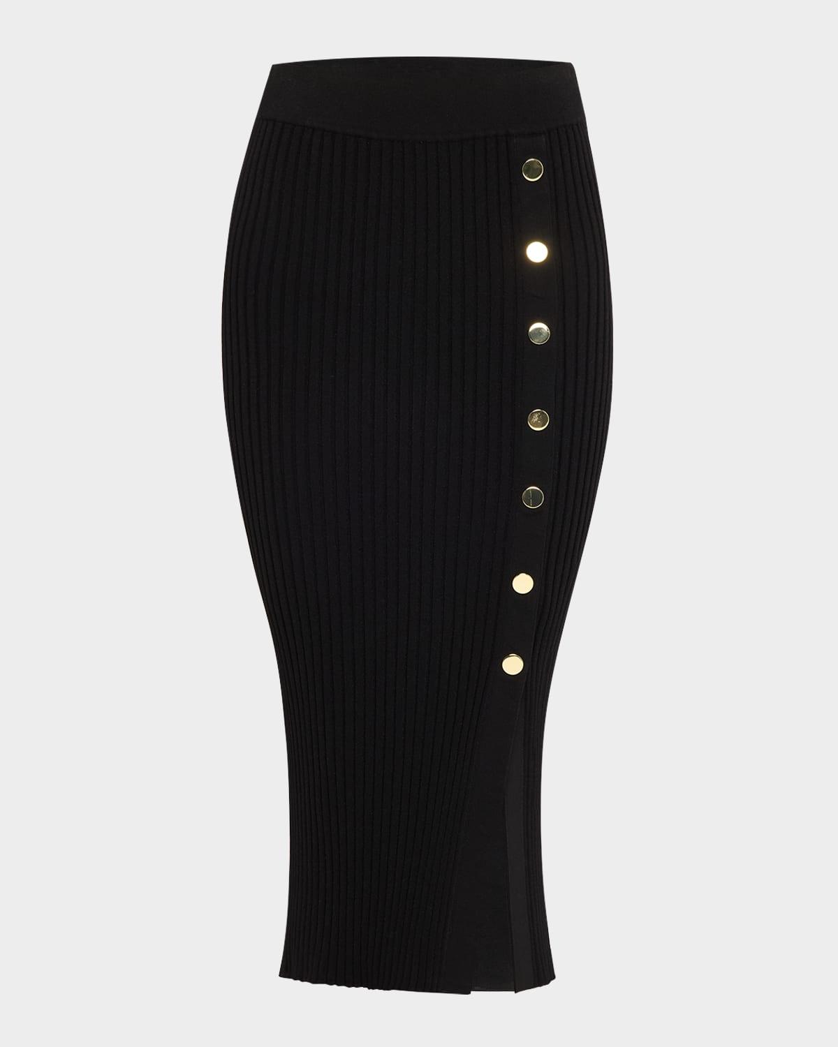 tanner buttoned rib midi skirt