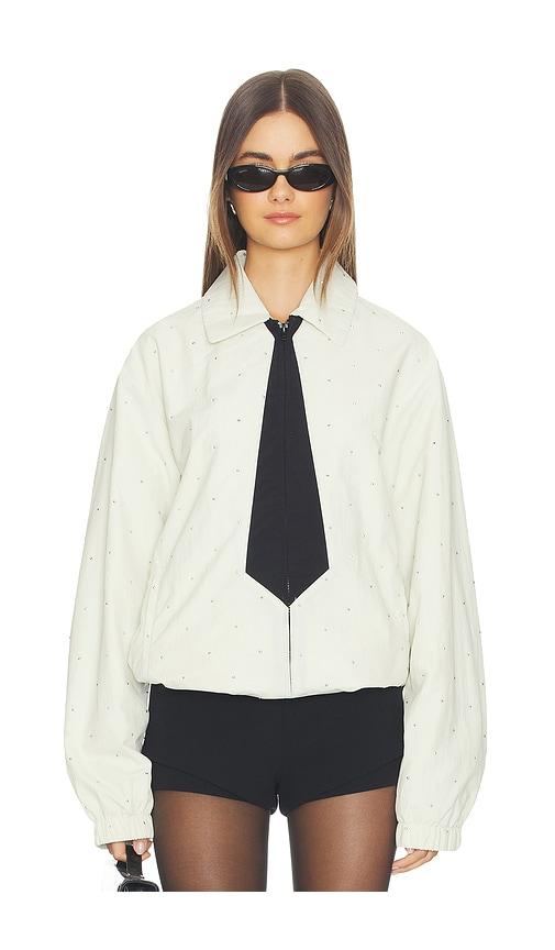 tanner fletcher kennedy hotfix tie track jacket in ivory,black.