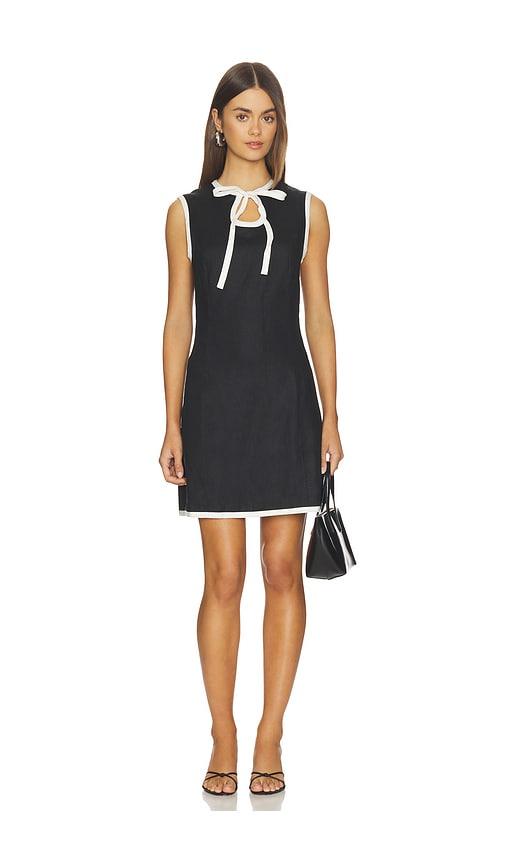 tanner fletcher kit keyhole mini dress in black,white.