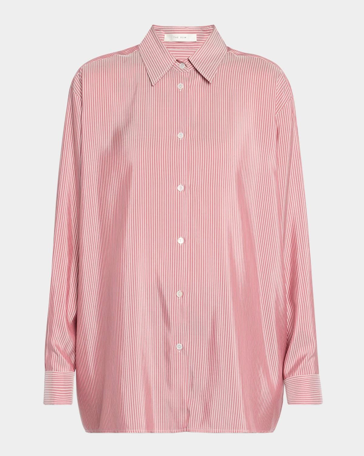 tansy striped silk button-down shirt