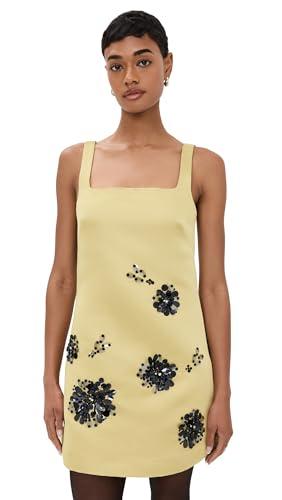 tanya taylor women's barton embellished satin dress, chartreuse, 10