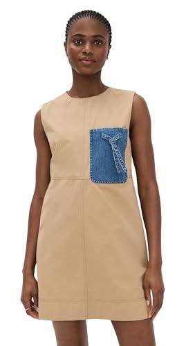 tanya taylor women's crawford dress, dark khaki w/medium indigo, xxs