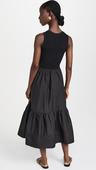 tanya taylor women's crew neck josephina dress, black, s