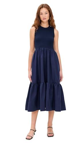 tanya taylor women's crew neck josephina dress, maritime blue, m