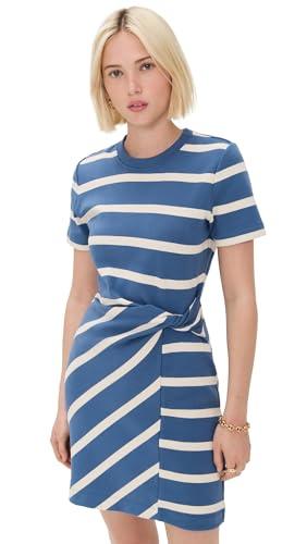 tanya taylor women's short cody dress, french blue/cream wide stripe, xs