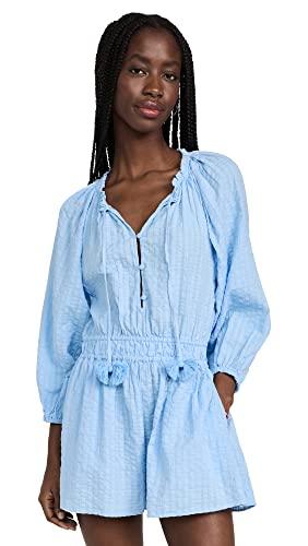 tanya taylor women's vanna romper, horizon blue, xs