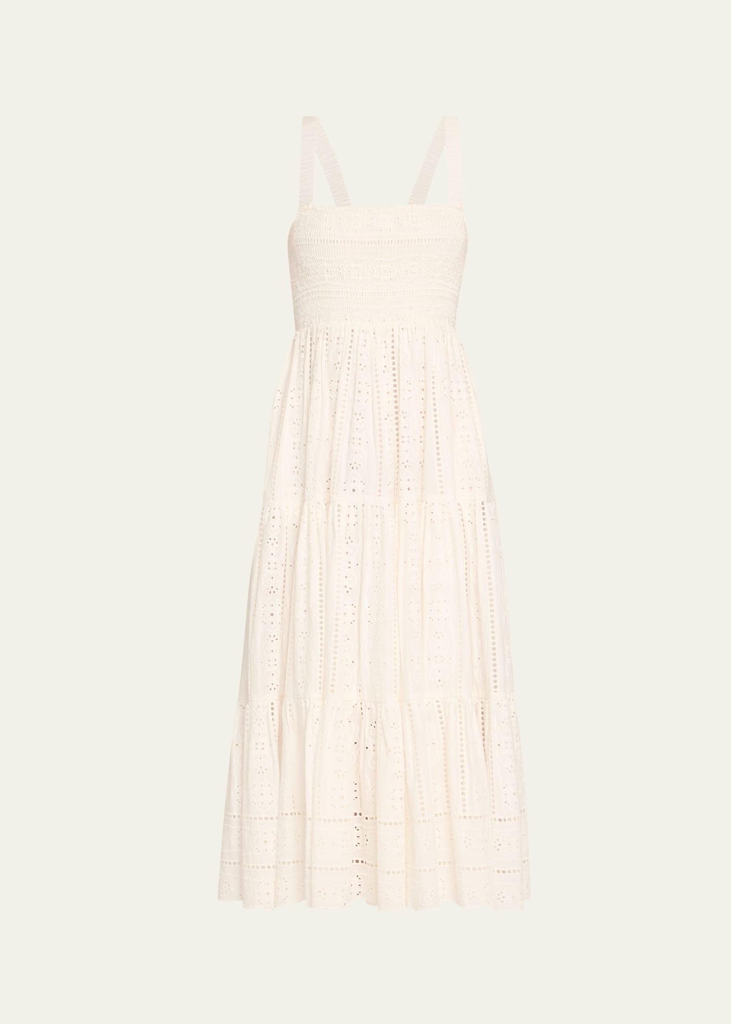 taormina cotton eyelet square-neck midi dress