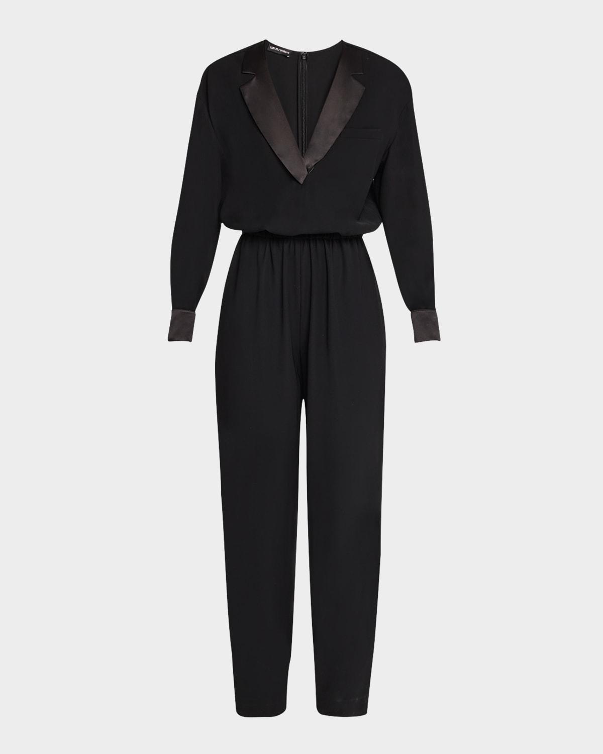 tapered blouson tuxedo jumpsuit