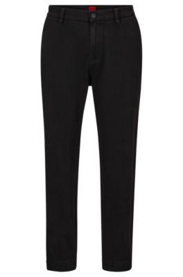 tapered-fit chinos in cotton gabardine- black men's casual pants