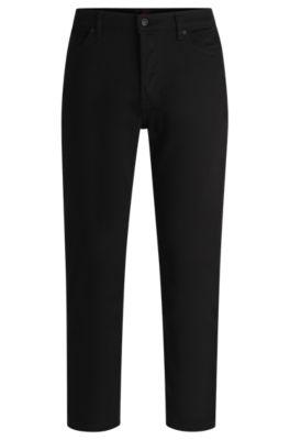tapered-fit jeans in ultra-black stretch denim- black men's jeans