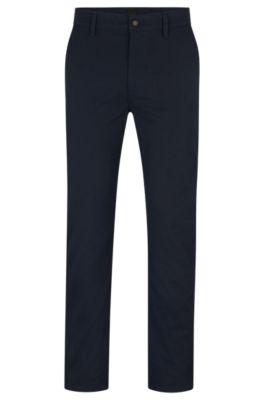 tapered-fit trousers- dark blue men's casual pants