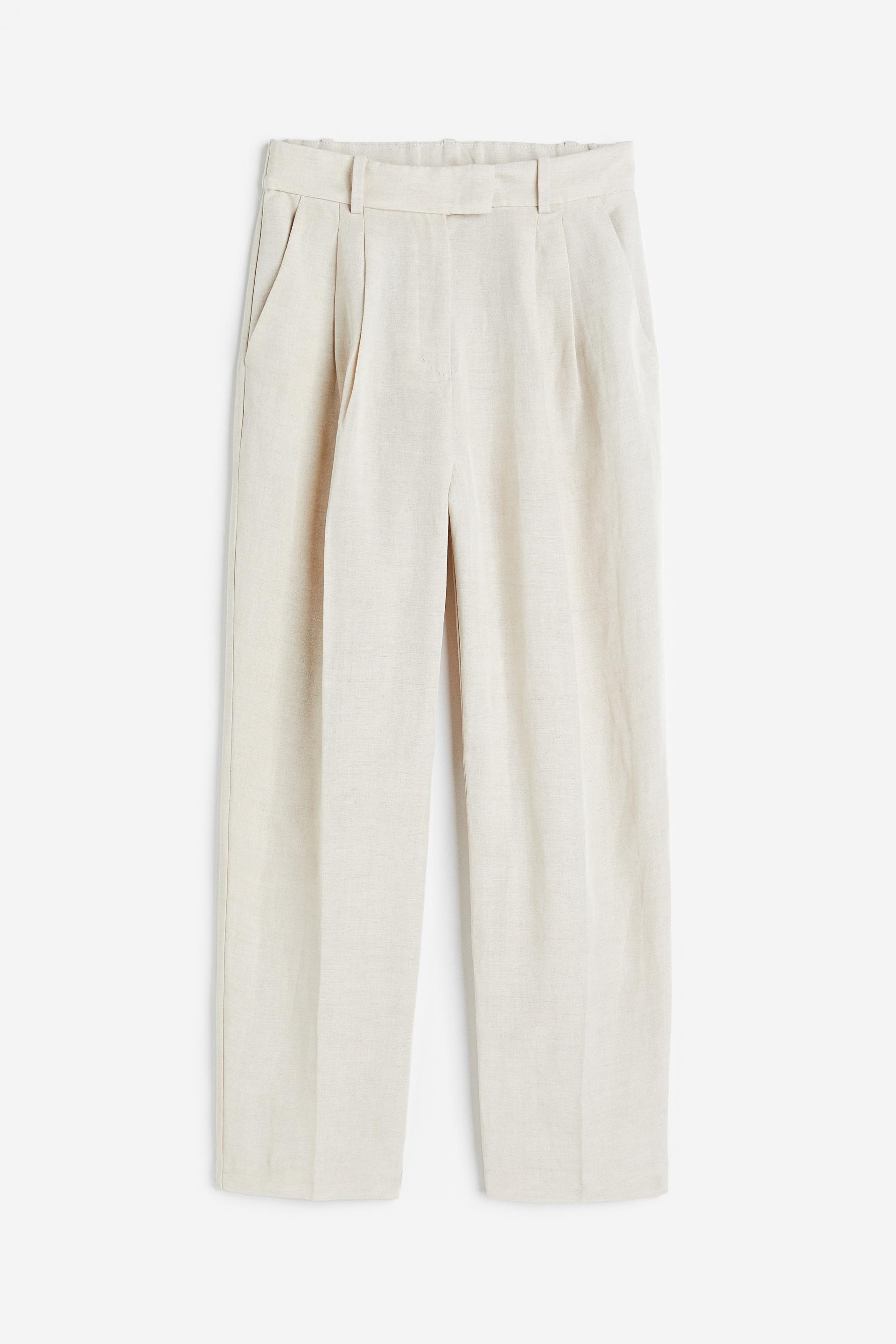 tapered linen-blend pants