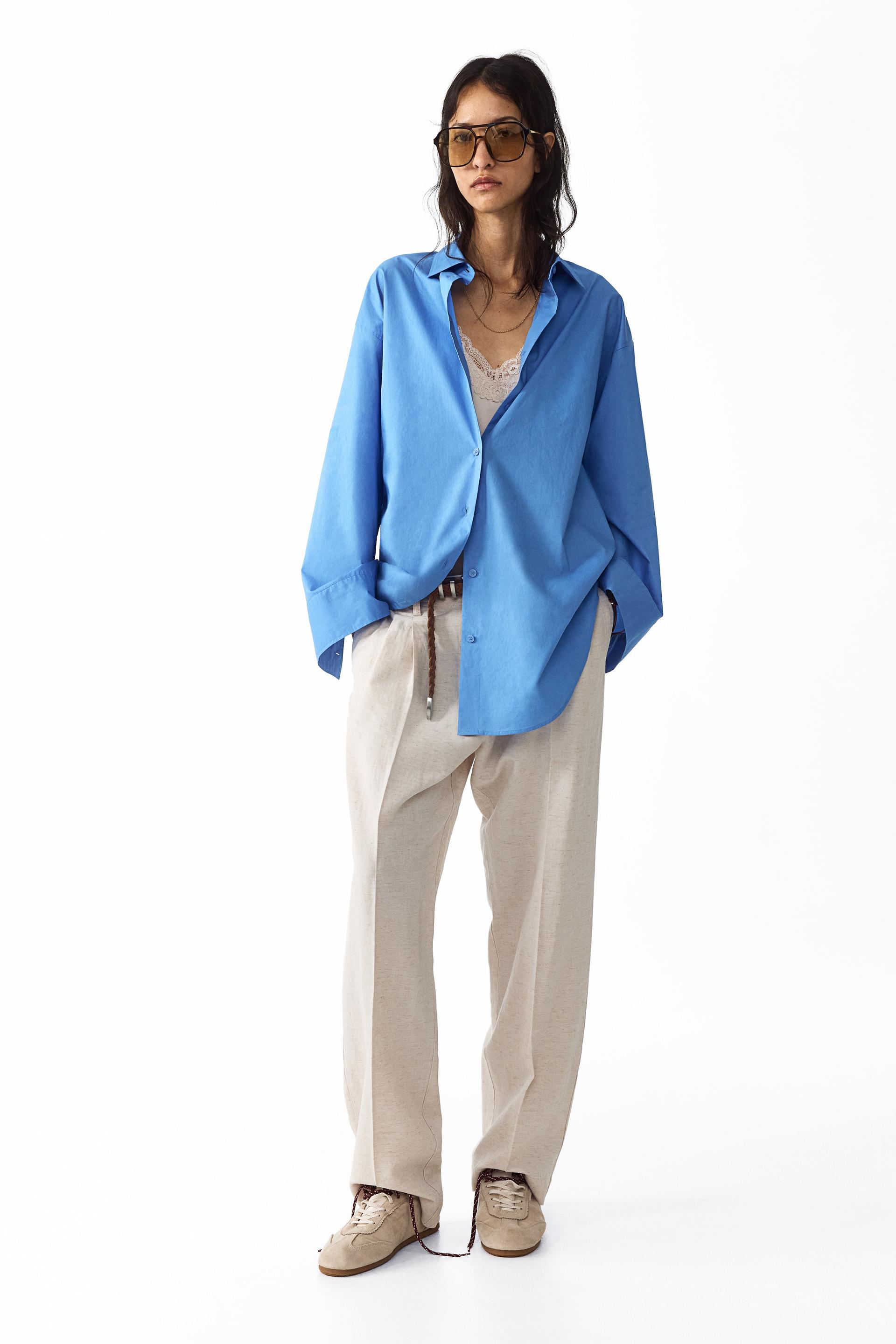 tapered linen-blend pants