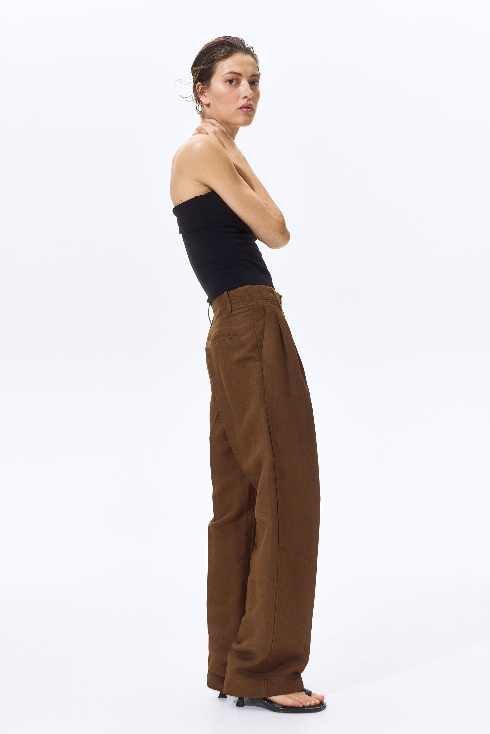 tapered linen-blend pants