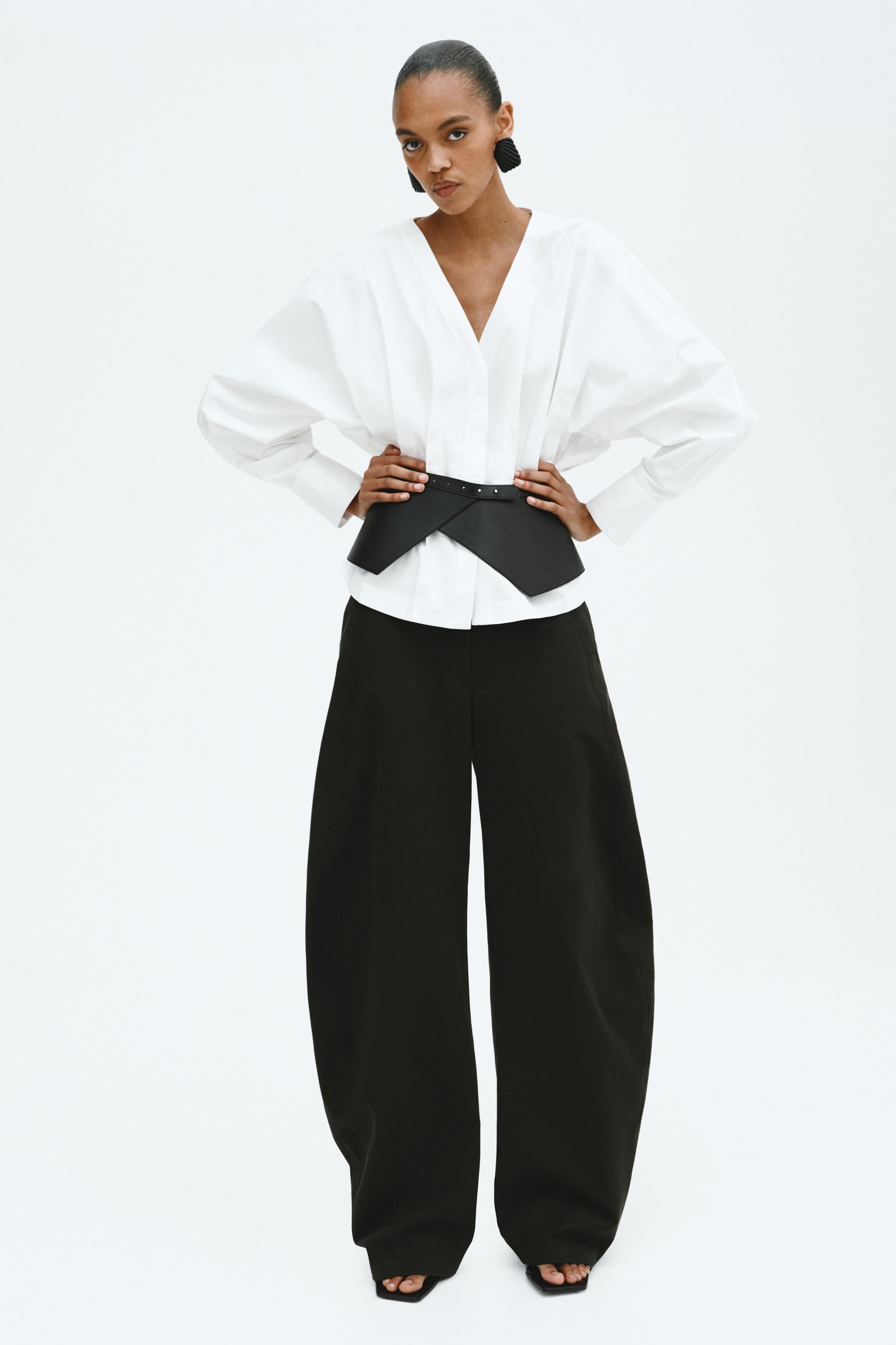 tapered-waist cotton blouse