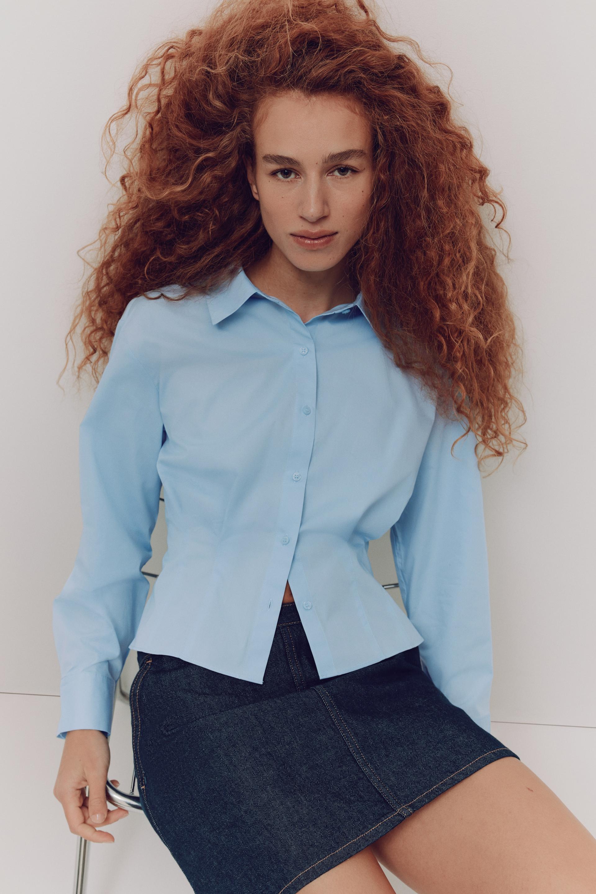 tapered-waist poplin shirt