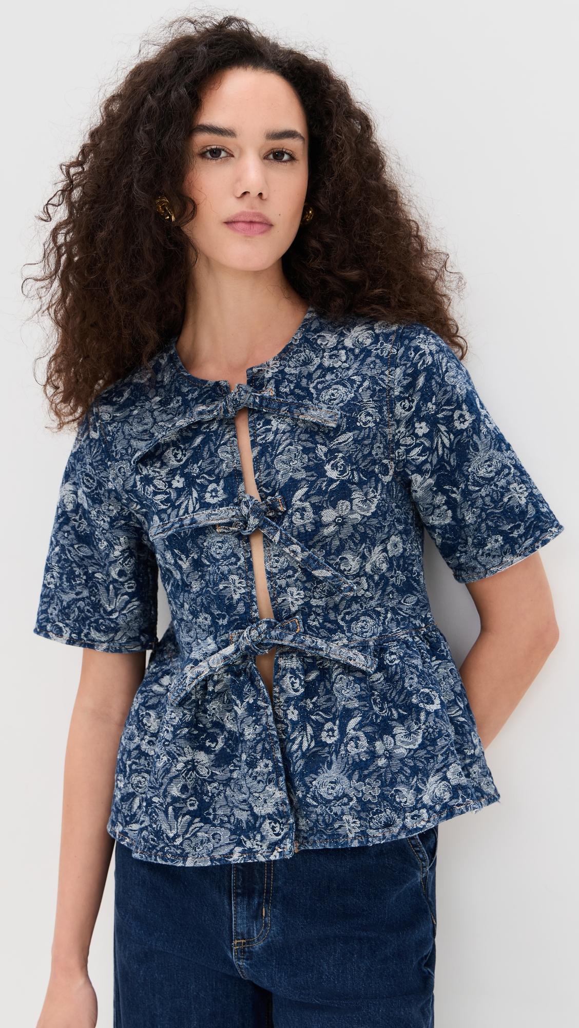 tapestry denim peplum blouse