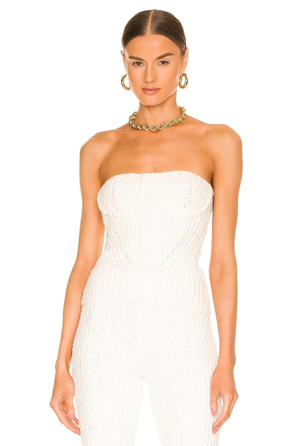 tara boucle knit bustier tube top